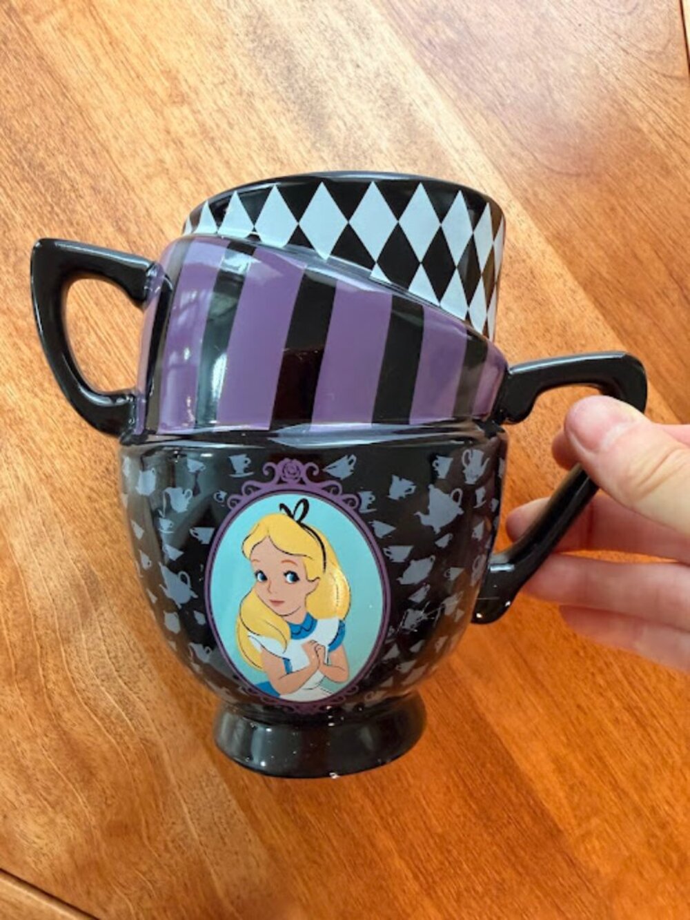 Disney Alice in Wonderland Stacking Mug Set Curious and Curiouser Silver Buffalo